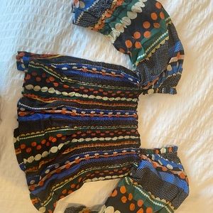 Conditions Apply xs smocked top with statement sleeves never worn